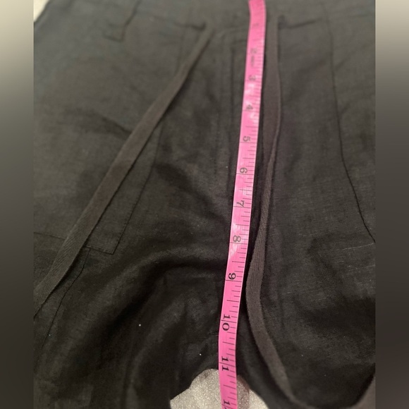 [6P]Talbots Charcoal Irish Linen Crop Pants Capris Drawstring Zip NWOT - Picture 5 of 10